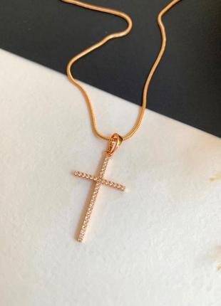 Женская цепочка с крестиком, крест золотой женский медицинское золото xuping позолота крестик