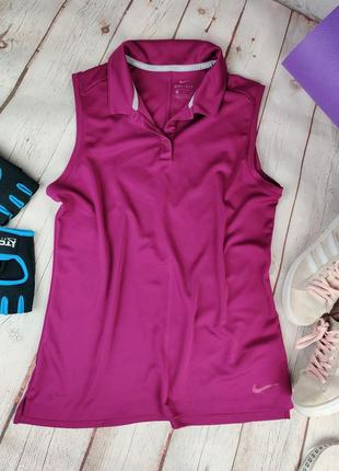 Женская спортивная майка футболка с воротничком поло nike dri-fit оригинал фиолетовая1 фото