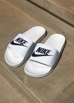 Шльопанці Чоловічі nike slides white/black / найк білі з чорним