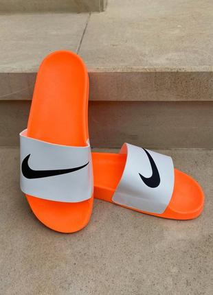 Жіночі шльопанці nike slides white orange