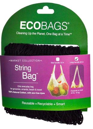Ecobags, коллекция для рынка, авоська, длинная ручка 22 дюйма, черный, 1 сумка, ebp-12012, оригинал