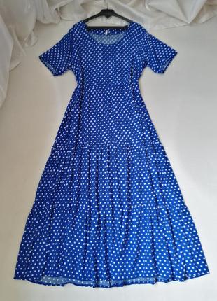 Платье в пол хб в горошек волан ткань 100% натуральная штапель3 фото
