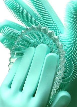 Cиліконові рукавички magic silicone gloves green хозяйственные силиконовые перчатки