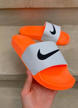 🍍🍹🧡nike slides white orange🧡🍹🍍шлепанцы, шлепки, сланцы женские найк, жіночі шльопанці2 фото