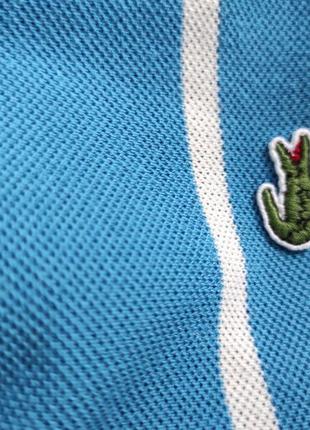 Футболка поло гудзики lacoste смужки біло-голуба,синя,р.m,38,405 фото