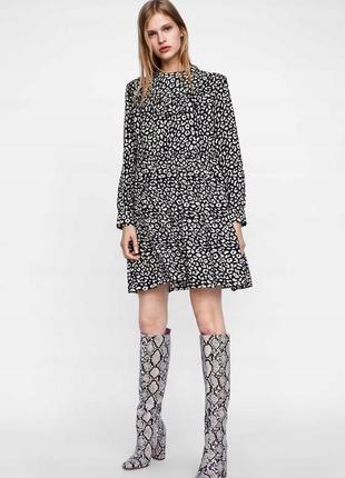 Ярусну міні сукня в леопардовий принт s