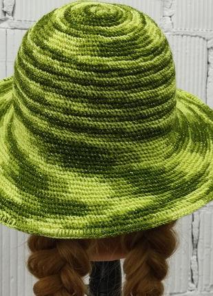 Шляпа женская - хлопковая шляпа - миксовая зеленая шляпка2 фото