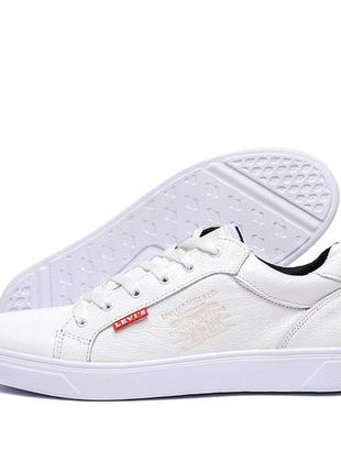 Мужские кожаные кроссовки levis white6 фото