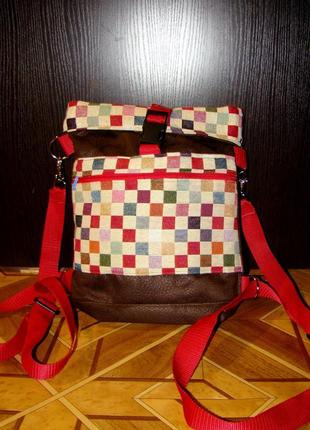 Симпатичный рюкзак (ткань под нубук+плотный текстиль)