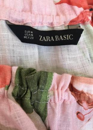 Zara льняная блузка топ в цветочном принте, лляна блуза5 фото