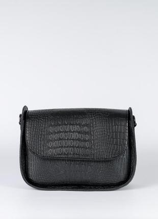 Стильна маленька чорна сумочка кросс боді, сумка з екошкіри, кросбоді через плече, женская чорная стильная сумка2 фото
