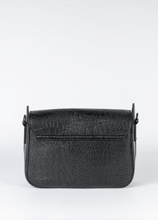 Стильна маленька чорна сумочка кросс боді, сумка з екошкіри, кросбоді через плече, женская чорная стильная сумка3 фото