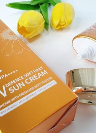 Крем солнцезащитный для лица и тела deoproce defence soft daily sun cream spf 50+/pa+2 фото