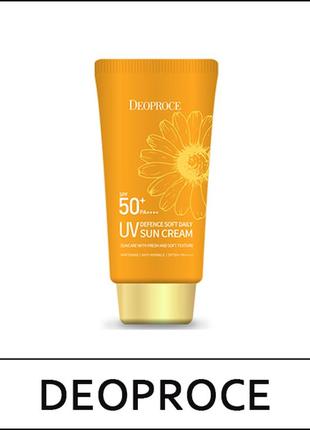 Крем солнцезащитный для лица и тела deoproce defence soft daily sun cream spf 50+/pa+3 фото