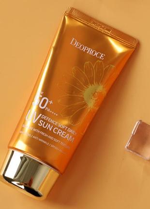 Крем солнцезащитный для лица и тела deoproce defence soft daily sun cream spf 50+/pa+4 фото