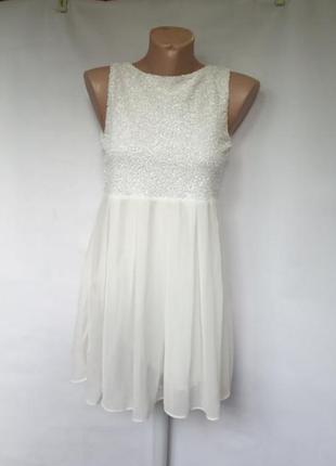 Сукня нарядна біла весільна блискуча святкова з паєткати1 фото