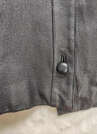 Чорна натуральна шкіряна коротка куртка шкіряна піджак із ґудзиками батал великого8 фото