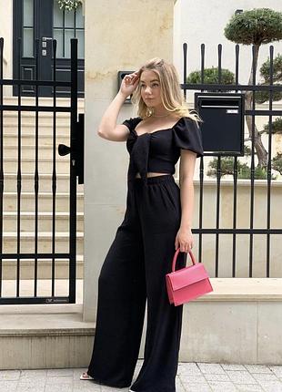 Костюм брюки палаццо + кроп топ