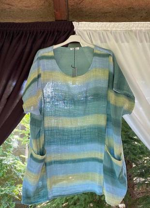 Шикарный льняной батальный блузон италия ☝️☝️🔥☝️🔥