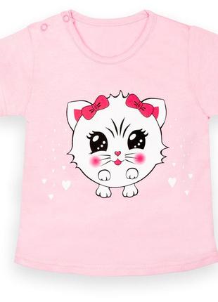 Детская хлопковая футболка gabbi для девочек ft-22-4 "kite" розовая  на рост 74 (13131)