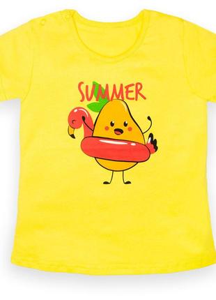 Детская хлопковая футболка для девочек gabbi ft-22-6/1 "hello" желтый на рост 86 (13135)