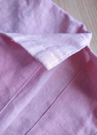 Сарафан платье футляр из льна розовое светло миди прямое м8 фото