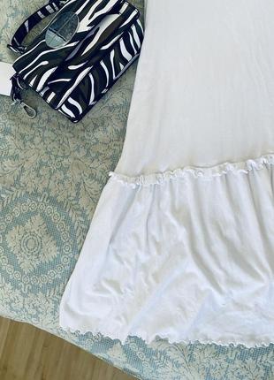 Белое летнее платье сарафан миди с воланами3 фото
