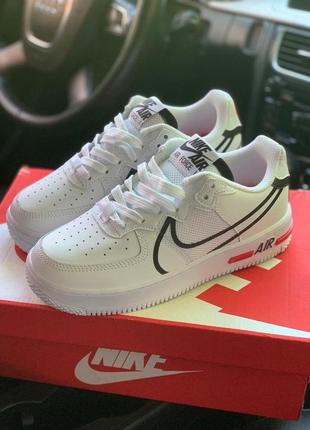 Чоловічі кросівки nike air force 1 react white black / кросівки найк білі