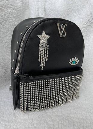 Рюкзак оригинал victoria's secret pebbled v-quilt small city backpack, black glam