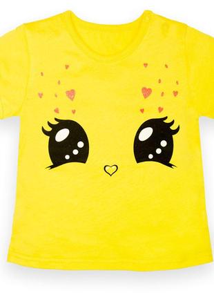 Детская хлопковая футболка gabbi для девочек ft-22-4 "kite" желтая на рост 74 (13131)