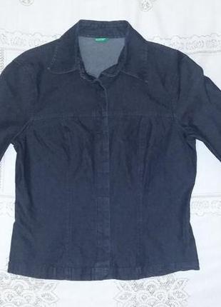 Стильна джинсова блузка сорочка жакет від united colors of benetton італія р. s