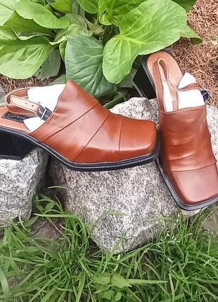 Сабо босоножки рыжие коричневые