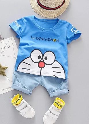 Детский летний костюм мишка для деток от 9 мес до 12 мес, 2-3 лет (80, 92, 98 см ) с шортами