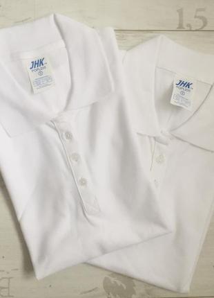 Базова біла однотонна футболка поло jhk3 фото
