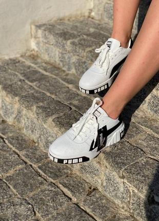 Жіночі чорно-білі шкіряні кросівки puma cali 🆕 кеді пума9 фото