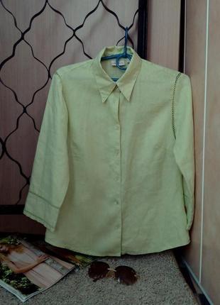 'jackpot' данія100% льон, чудова сорочка/блузка з оздобленням ручної роботи1 фото