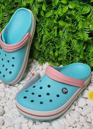 Кроксы женские crocs crocband clog ice blue / melon1 фото