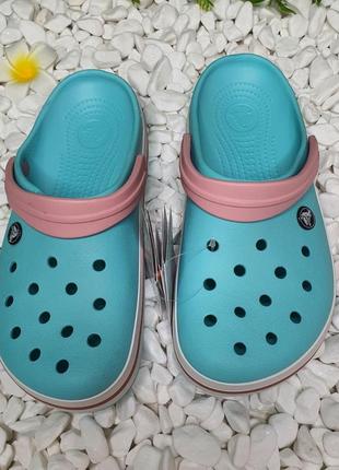 Кроксы женские crocs crocband clog ice blue / melon3 фото