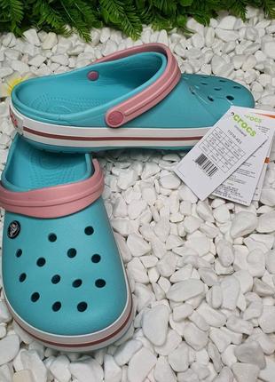 Крокси жіночі crocs crocband clog ice blue / melon4 фото