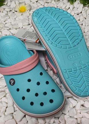 Кроксы женские crocs crocband clog ice blue / melon6 фото