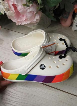 Жіночі крокси сабо crocs crocband rainbow block clog white multi