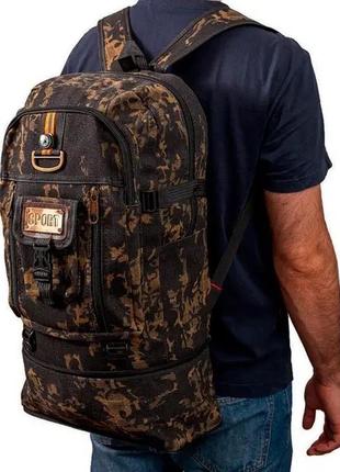 Большой прочный тактический мужской рюкзак goldbi хаки, 60 литров вместительный с расширением туристический7 фото