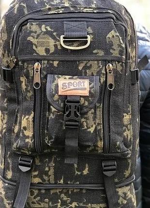 Большой прочный тактический мужской рюкзак goldbi хаки, 60 литров вместительный с расширением туристический8 фото