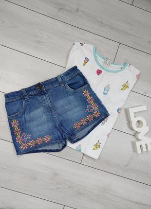 Джинсові шорти з вишивкою nutmeg для дівчинки