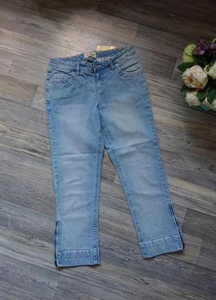 Женские укороченные голубые джинсы john baner капри с замочками р. s/m джинсовые брюки штаны