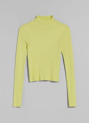 Жовтий лонгслів в рубчик pull&bear