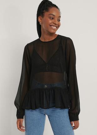 Блуза na-kd полупрозрачная 36 черная