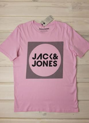 Чоловіча футболка  jack&jones рожевого кольору