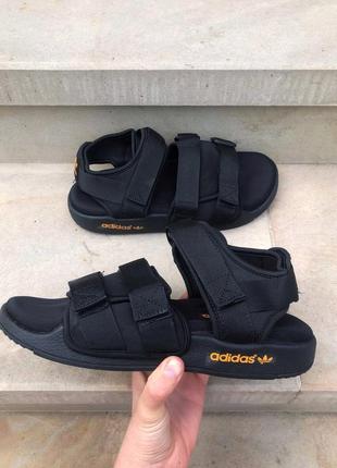 Чорні сандал адідас, adidas sandals all black, чорні літні сандалі адідас