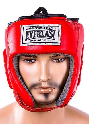Боксерський шолом шкіряний everlast s червоний (evsv480sr)